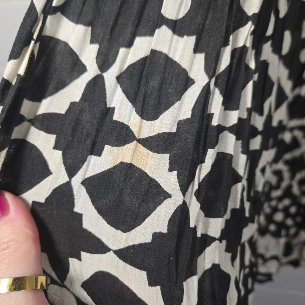 Vtg Le Mieux Cotton Maxi‎ Skirt One Size Polka Dot Broomstick Contrast Festival